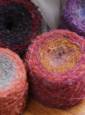 干枯玫瑰圈圈纱手混特色线小红书diy编织毛衣包包棒针钩针