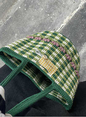 AARIC手作-棋盘格单肩包新款格纹少女托特包大容量DIY 编织材料包