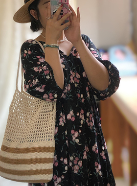 AARIC手作 DIY钩针编织材料包横条镂空包