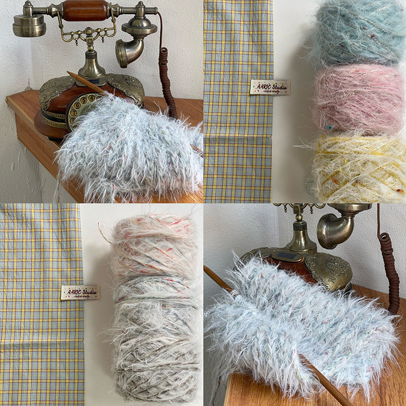 AARIC手作-长毛纱特色线混线围巾线DIY钩针棒针编织