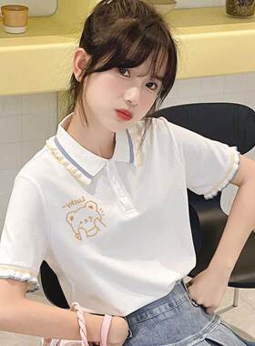 初中生少女polo衫短袖学