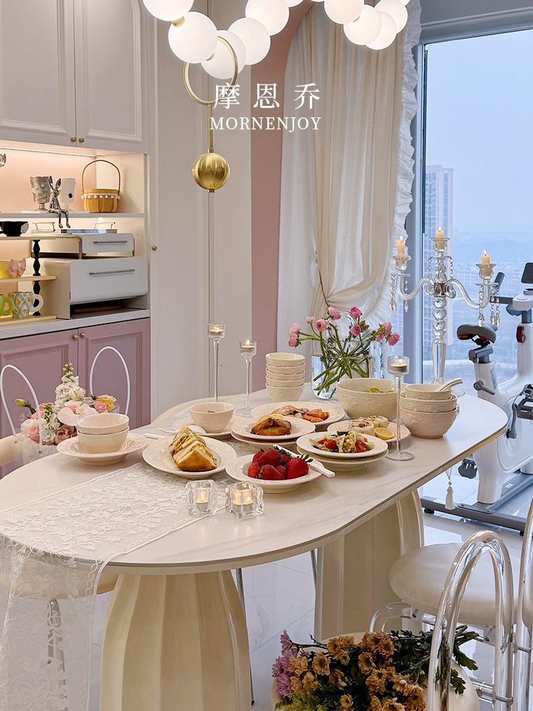 压花法式奶油风格釉下颜色2025碟集家用高价值餐具集碗，盘子和筷,餐饮具,碗,淘宝优惠券,粉丝福利购,淘宝优惠卷