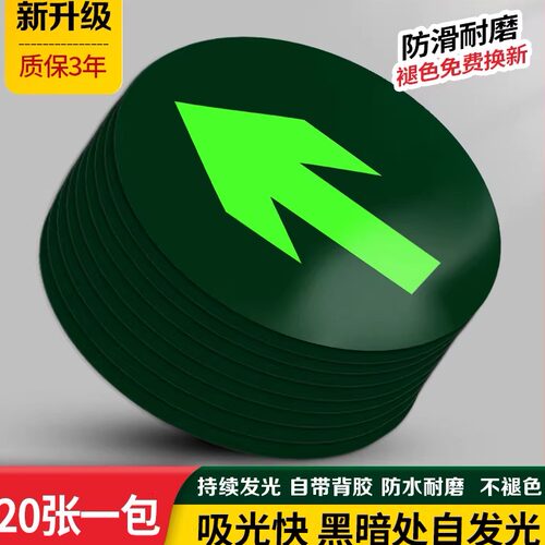 圆形自发光墙贴温馨车间消防疏散