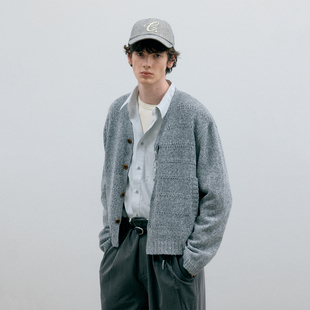 C2H4 Rosebay Fuzzy Cardigan 日晒木地板 针织坑条落肩开衫