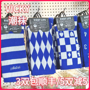 【正品】VICKY LIFE未希棉袜舒适中高腰克莱因蓝格格潮袜男女同款