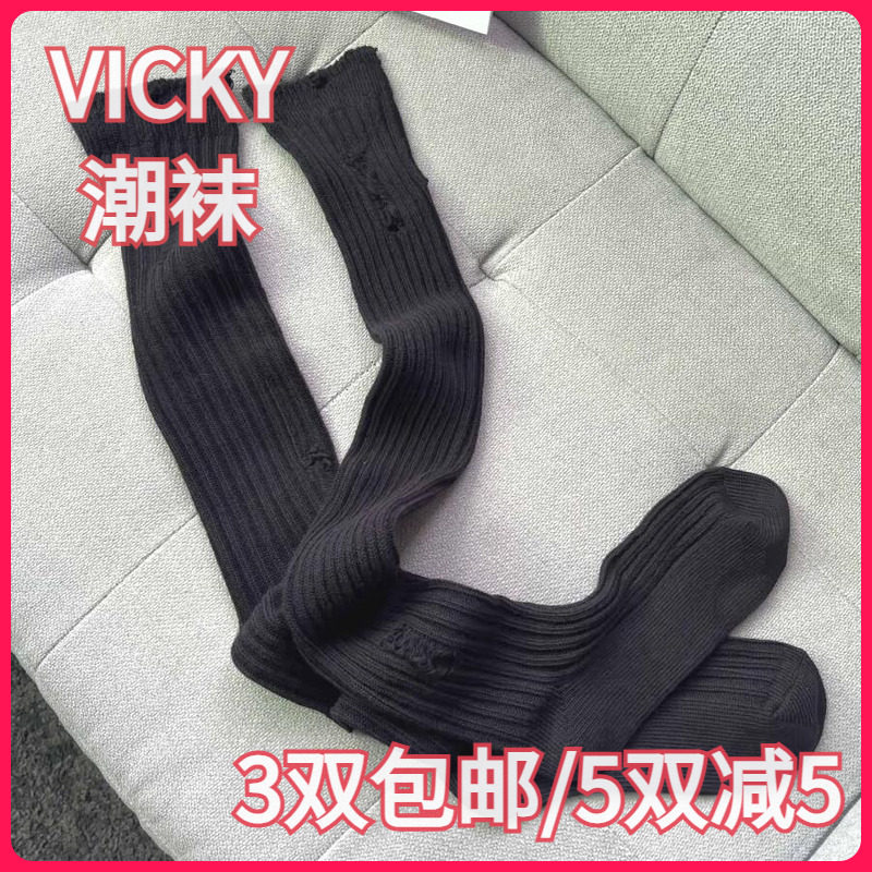 VICKYLIFE未希女袜秋冬学生破洞