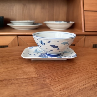 美浓烧陶瓷盘子单个 儿童可爱餐具套装 饭碗 汤盘 面碗 日本进口