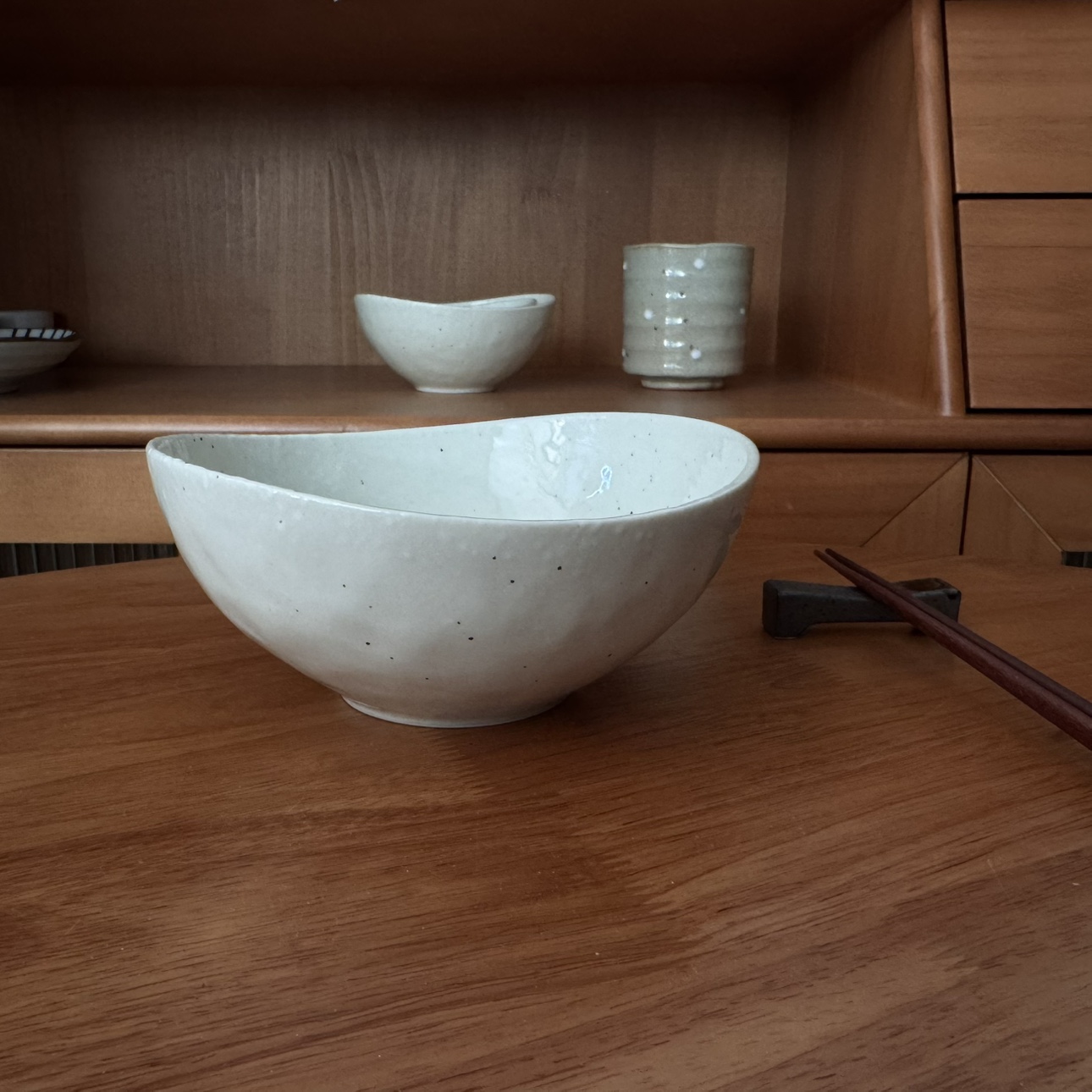 日本制 釉下彩美浓烧雪粉引小钵 点心碗 粥碗 饭碗