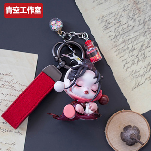 泡泡玛特SKULLPANDA钥匙扣包包挂件庭前墨梅系列古风创意个性挂饰