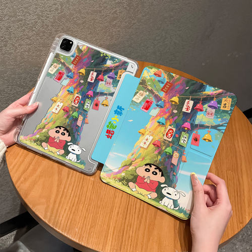 蜡笔小新苹果iPad防弯笔槽保护壳