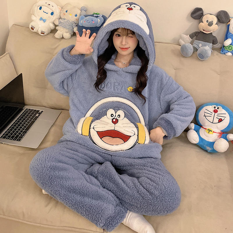 睡衣女士新款冬季珊瑚绒加厚加绒
