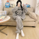 hello 胖MM宽松家居服套装 Kitty珊瑚绒睡衣女秋冬季 加厚加绒大码