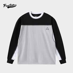 348 印花长袖 新款 秋冬拼接撞色宽松透气运动户外休闲哈数线经典