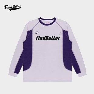 338 运动速干投篮服训练跑步圆领上衣 拼色印花长袖 T恤美式