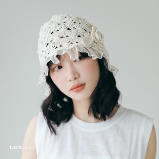 FUCHEMA 透气文艺套头帽子 设计师自留款 日系甜美包头帽女春夏季