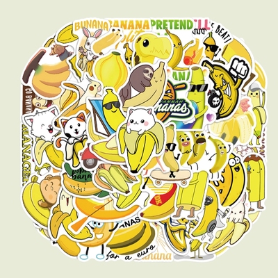 60张卡通可爱水果香蕉banana儿童贴纸行李箱头盔水杯手账防水装饰