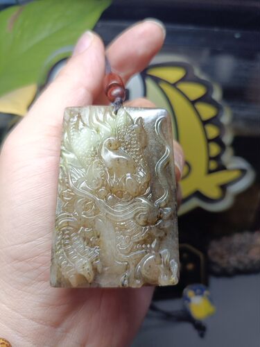 天然独山玉冰底酱色生肖龙牌龙行天下挂件牌子毛衣链男女文玩配饰