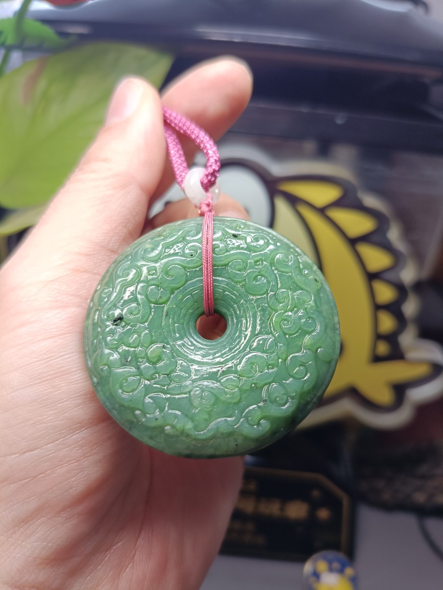 天然和田碧玉加大加厚平安扣挂件毛衣链车挂包挂钥匙扣珠宝文玩饰