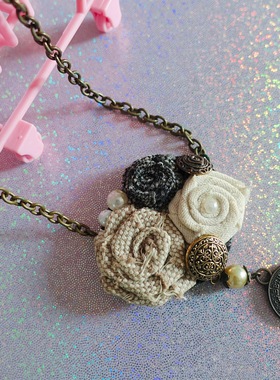 小众复古金属花朵手工项链