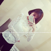 ins风网红财阀千金内搭气质镂空蕾丝衫