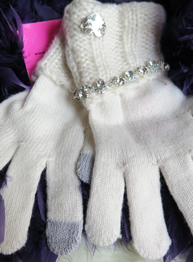 betsey johnson美国亚马逊白色触屏手套