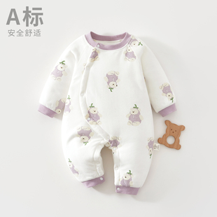 2岁新生婴幼儿150克夹棉连体衣A类男女宝保暖哈衣儿童连身棉服