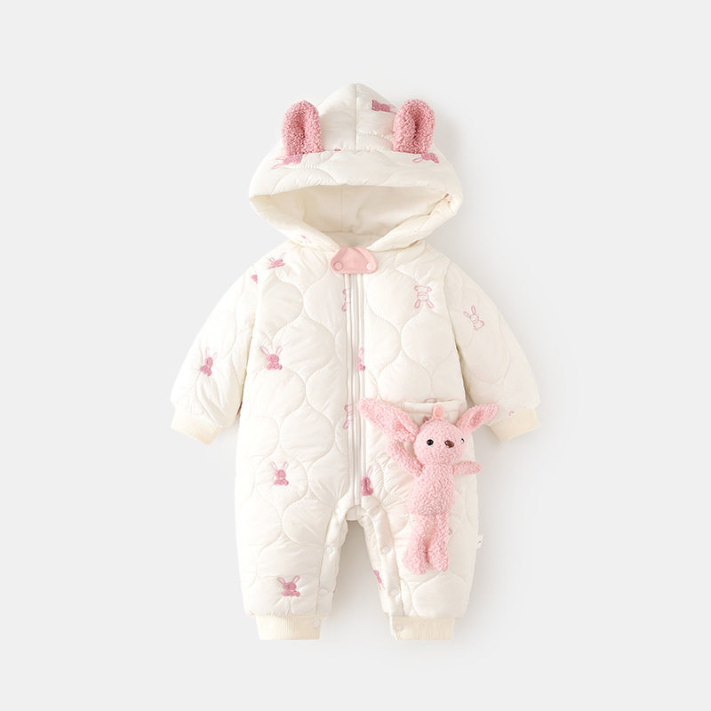 0-3岁婴幼儿夹棉加厚连体衣拉链
