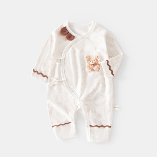 蝴蝶衣A类初生宝宝冰氧纯棉连身哈衣爬服 薄款 6月新生婴幼儿夏季