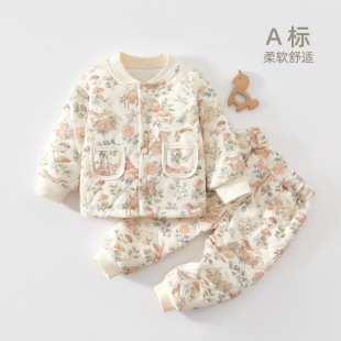 A类宝宝加厚保暖上衣裤 套装 子 3岁婴幼儿纯棉120克夹棉棉衣棉裤