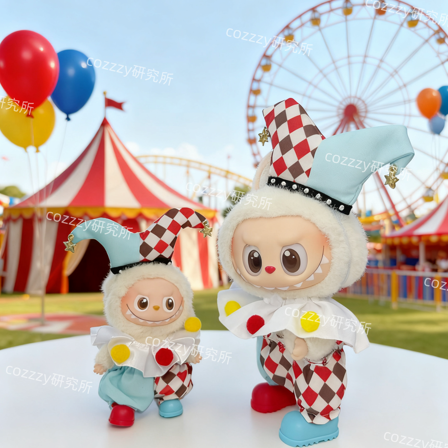 Labubu3.0/4.0马戏团小丑娃衣17cm搪胶盲盒拉布布衣服娃衣