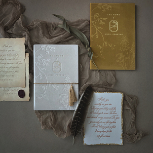 MarrySo高端婚礼丝绒誓言卡 结婚誓言本国潮风结婚宣言致词 新中式