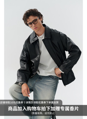 MIDASHAND春秋季复古美式皮夹克宽松黑色机车服潮流男士皮衣外套