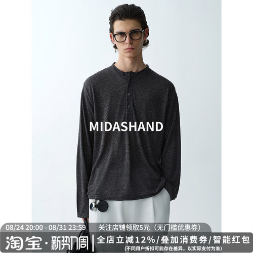 MIDASHAND老钱风亚麻休闲T恤