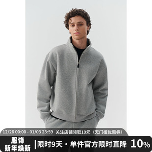 MIDASHAND500g重磅抓绒男士 立领夹克男boxy上衣 卫衣拉链外套秋季