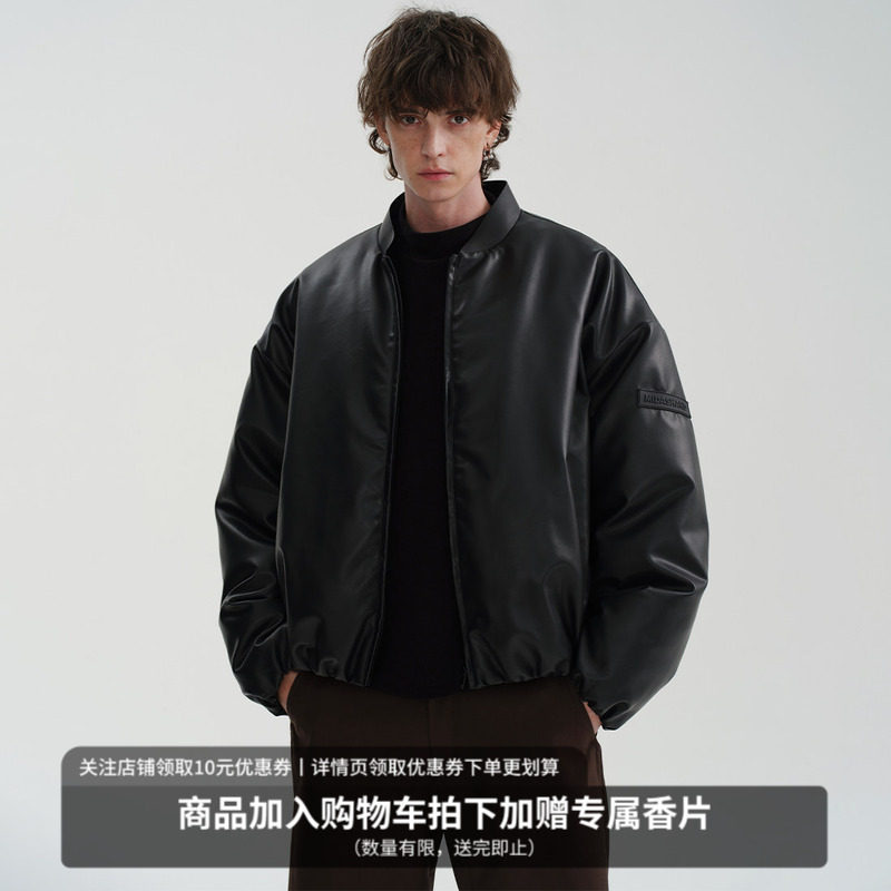 MIDASHAND 25awbomber棉服外套男女同款PU百搭黑标加厚棉衣夹克