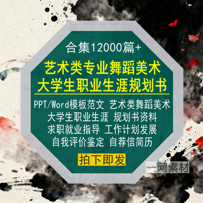 艺术类专业舞蹈美术大学生职业生涯规划书PPT模板Word范文本简历
