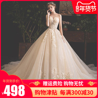 主婚纱2020新款新娘抹胸气质秋冬森系超仙孕妇遮孕肚奢华大拖尾女