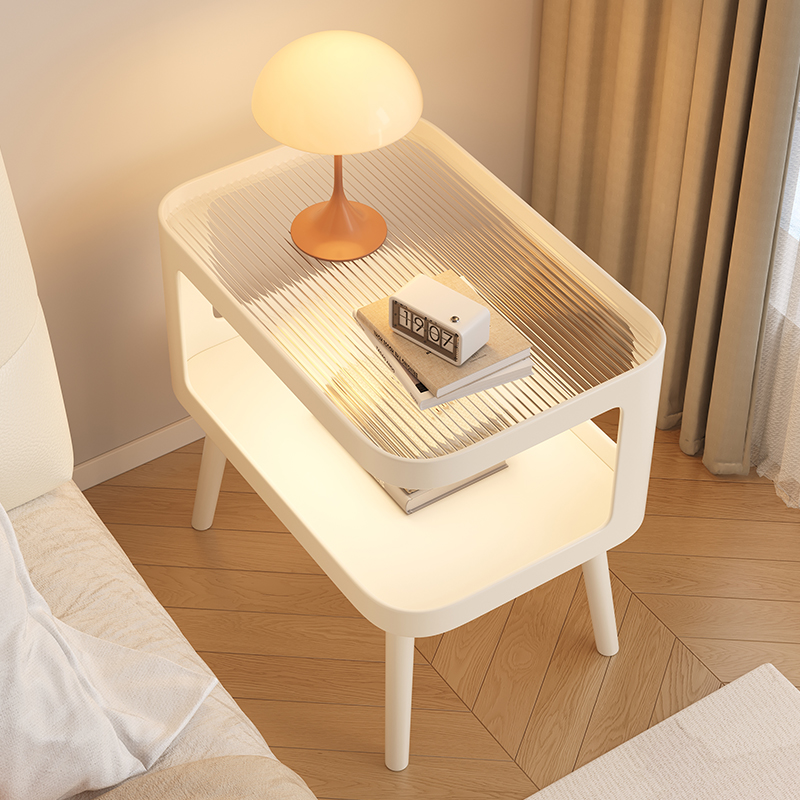 家用卧室床头柜替代品小型极窄置物架多功能中古风小边几2025新款