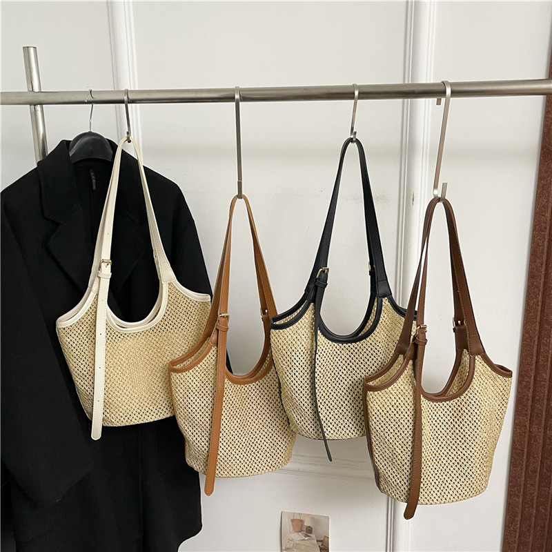 韩版小众复古编织托特包草编包大容量腋下包单肩包度假风沙滩包女,箱包皮具/热销女包/男包,编织包,淘宝优惠券,粉丝福利购,淘宝优惠卷