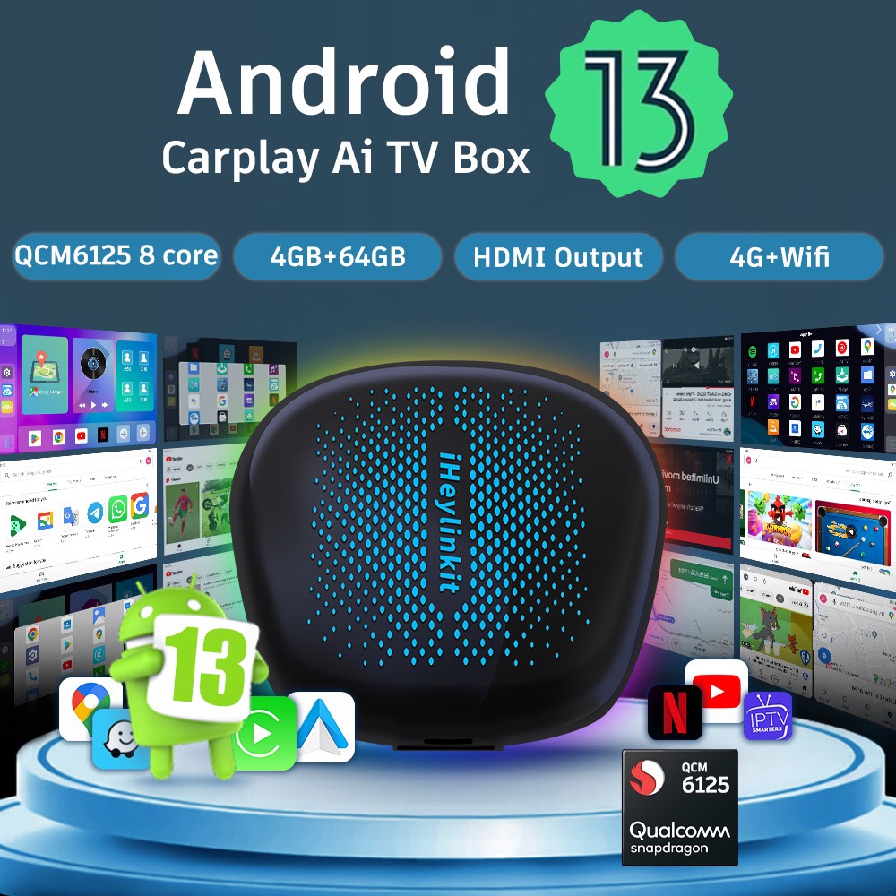 车载多媒体播放器原车有线Carplay盒子转安卓系统 AIBOX HDMI/5g