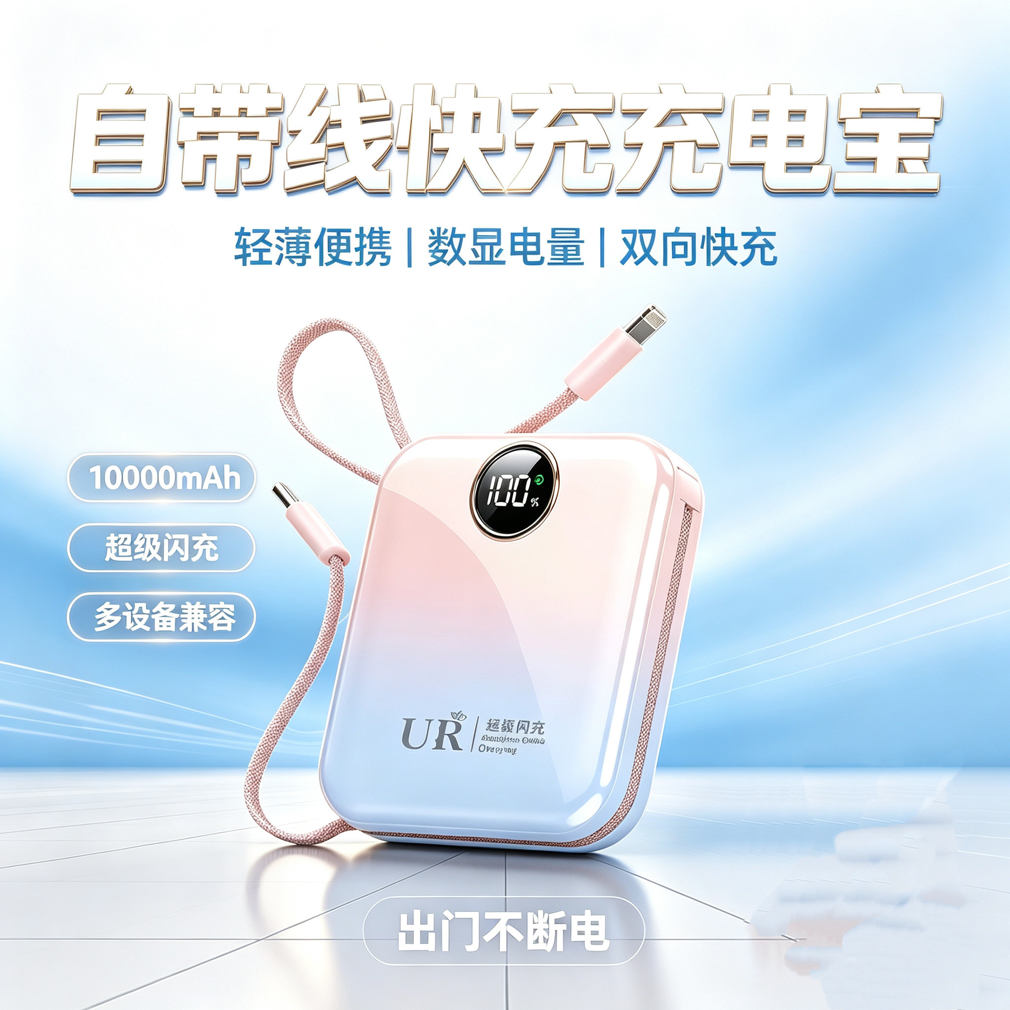 2026新款国标3c认证可上飞机充电宝大容量20000毫安自带线超薄