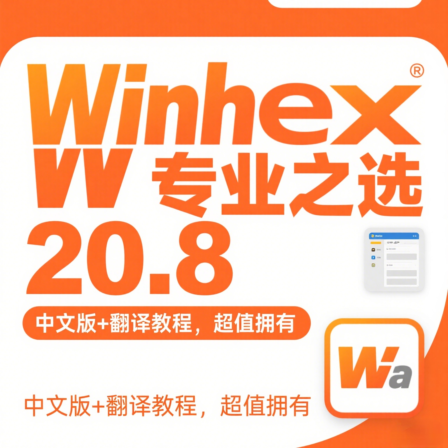 Winhex 20.8，专家版激活/磁盘数据恢复/中文版软件/赠送翻译教程