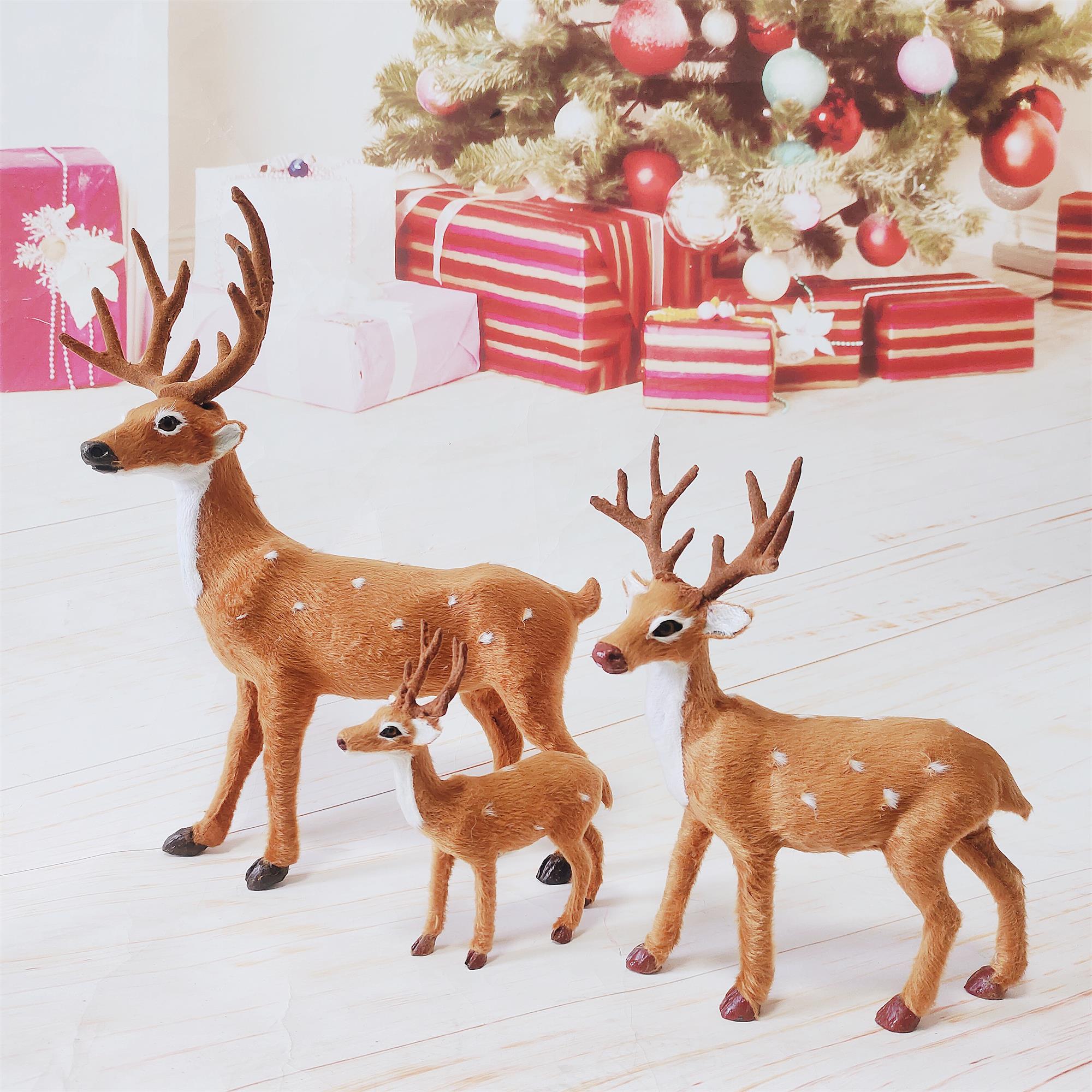圣诞节装饰品梅花鹿摆件圣诞鹿公仔仿真麋鹿摆件圣诞树装饰摆台