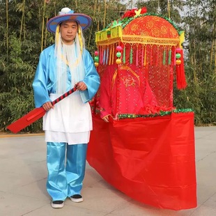 旱船秧歌渔翁服装毛驴划船衣服帽子社火花轿船夫渔夫船桨胡子道具