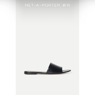 款 netaporter 经典 ROSSI 女黑色牛皮拖鞋 GIANVITO