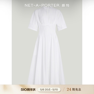 女褶饰棉质府绸中长连衣裙NAP PORTER颇特 Alaia 春季 新品 NET