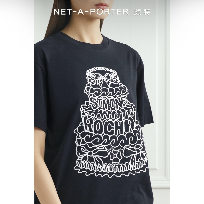 Simone Rocha 早春女印花棉质T恤NAP/NET-A-PORTER颇特 女装/女士精品 T恤 原图主图