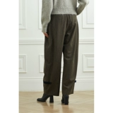 [Скидка] Амоменто ранняя весна женские полосатые складки 裥 Смешанные шерстяные брюки.