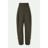 [Скидка] Амоменто ранняя весна женские полосатые складки 裥 Смешанные шерстяные брюки.