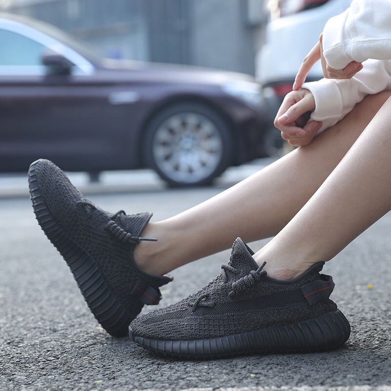 椰子鞋350v2黑天使冬季加绒加厚真爆满天星透气情侣男女透气运动